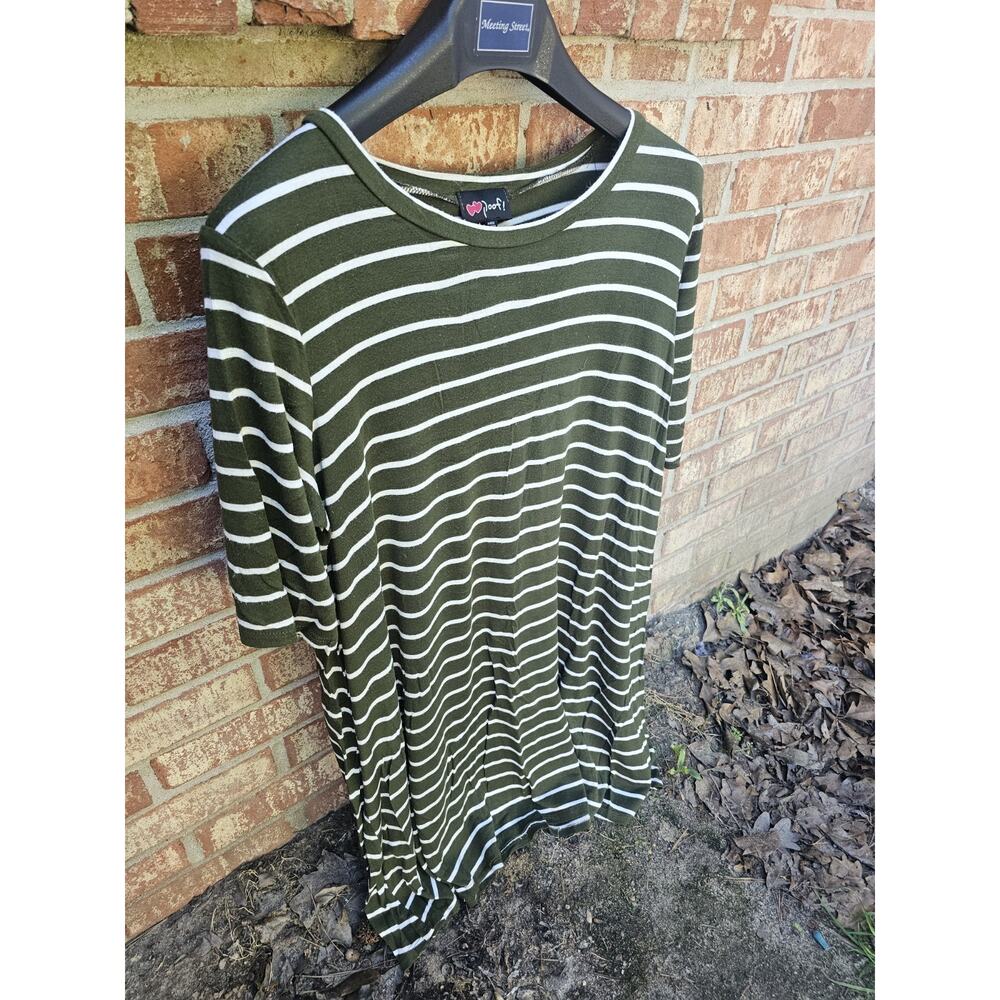 Poof! Apparel Womens XL Striped T Shirt Dress Made In USA Casual Everyday Y2k
